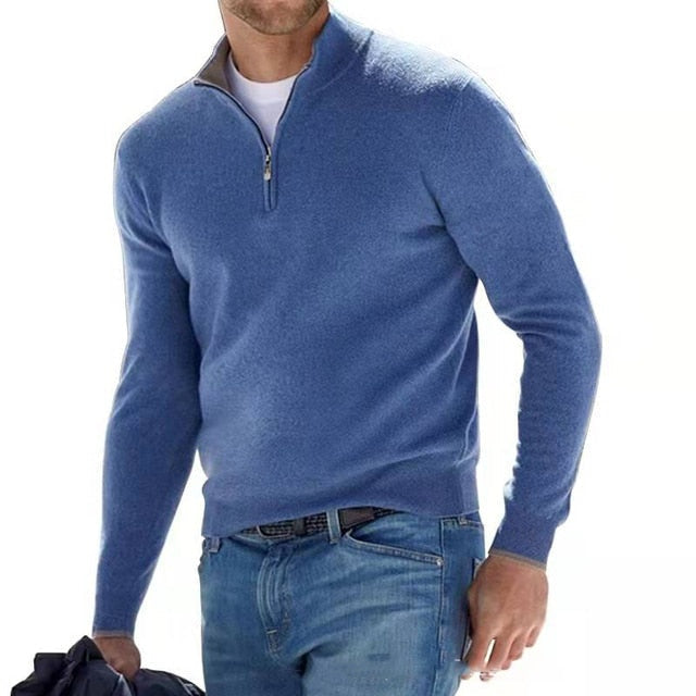 Tomasz | Sweter Męski z Zamkiem Quarter Zip Długi Rękaw