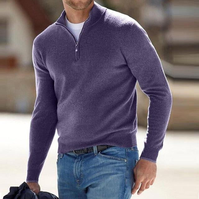 Tomasz | Sweter Męski z Zamkiem Quarter Zip Długi Rękaw