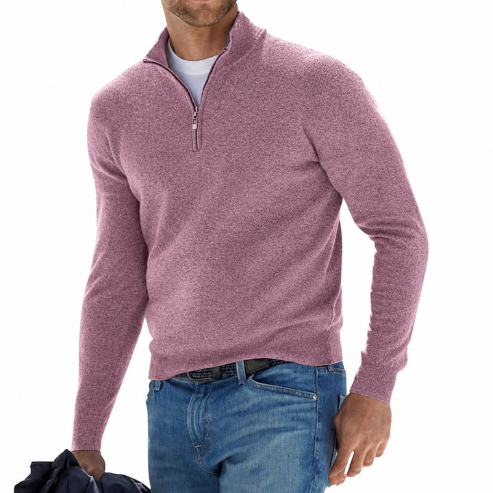Tomasz | Sweter Męski z Zamkiem Quarter Zip Długi Rękaw