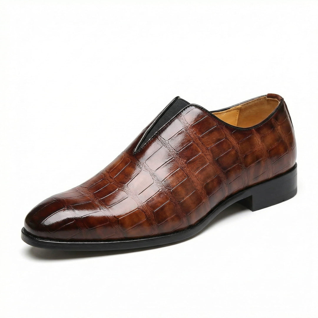 Łukasz | Loafersy Męskie ze Skóry Tłoczonej Eleganckie Wsuwane