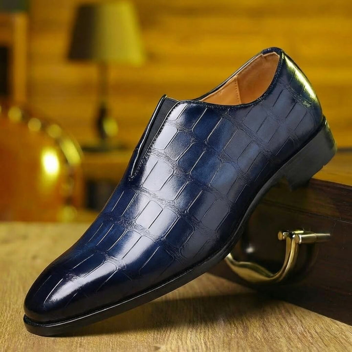 Łukasz | Loafersy Męskie ze Skóry Tłoczonej Eleganckie Wsuwane