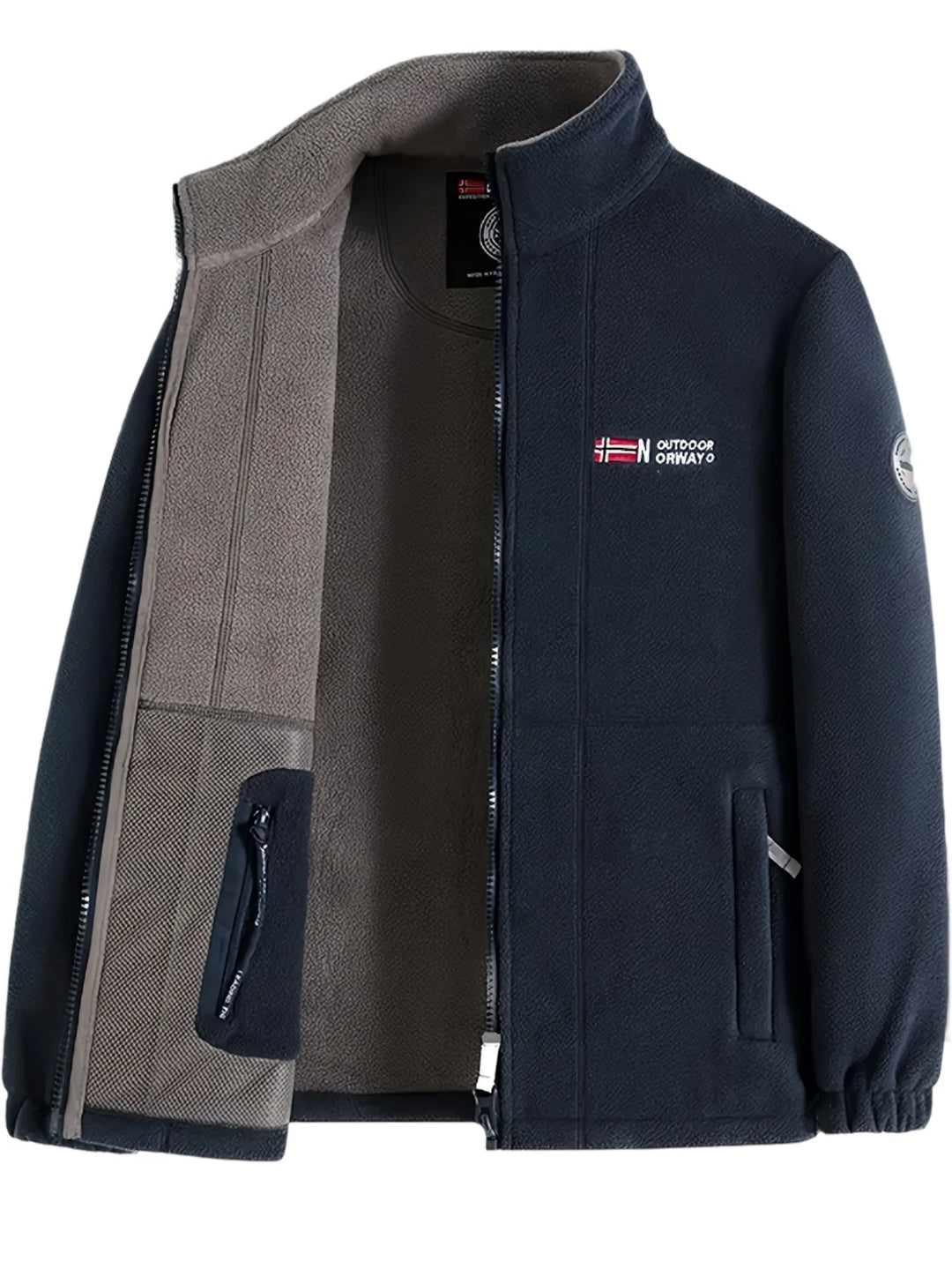 Łukasz | Polar Męski Outdoor z Zamkiem Full-Zip Kołnierz Stójka