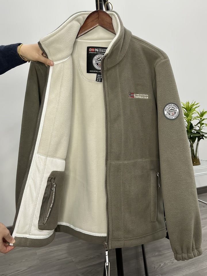 Łukasz | Polar Męski Outdoor z Zamkiem Full-Zip Kołnierz Stójka