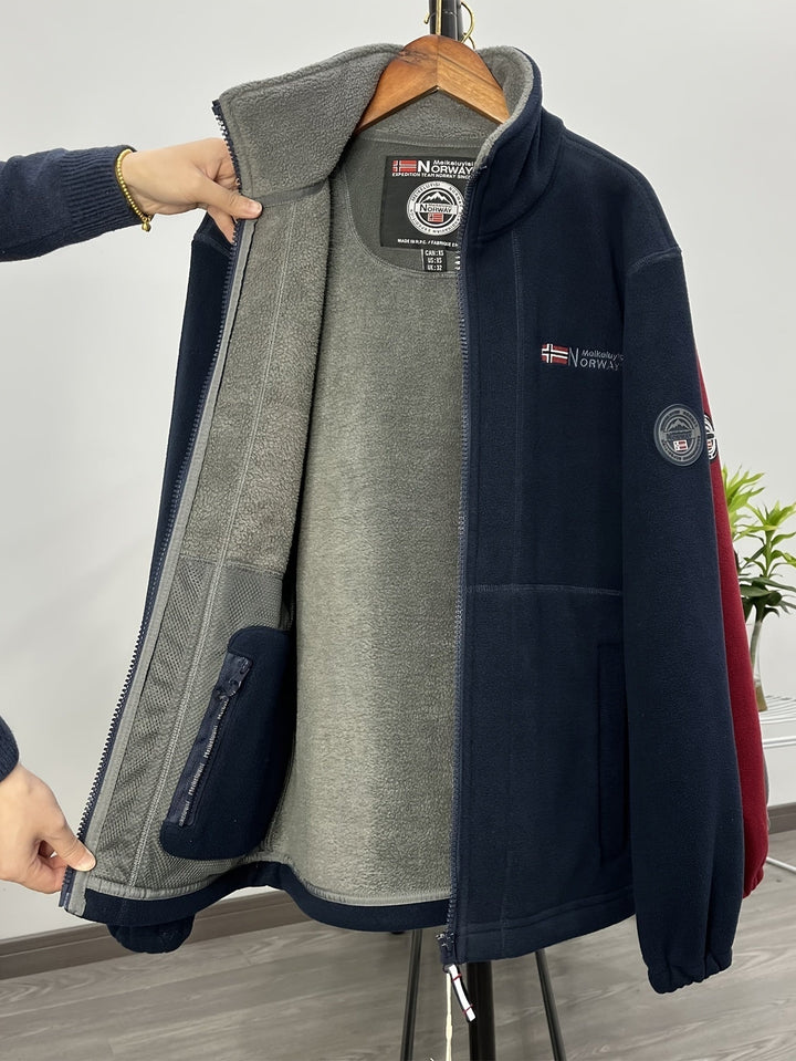 Łukasz | Polar Męski Outdoor z Zamkiem Full-Zip Kołnierz Stójka