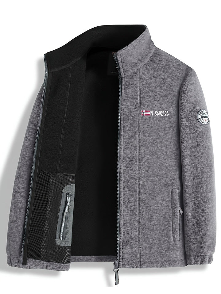 Łukasz | Polar Męski Outdoor z Zamkiem Full-Zip Kołnierz Stójka