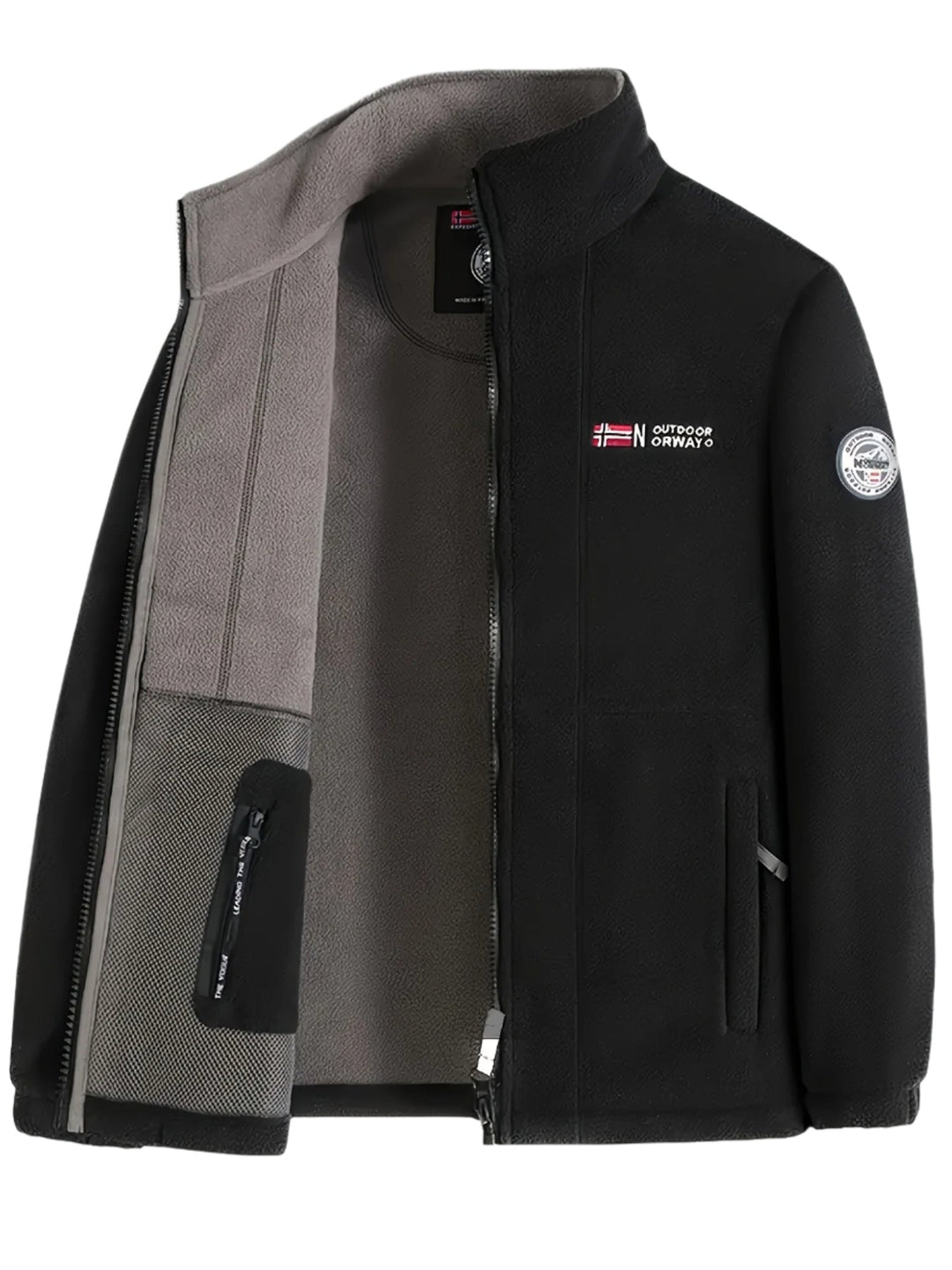 Łukasz | Polar Męski Outdoor z Zamkiem Full-Zip Kołnierz Stójka
