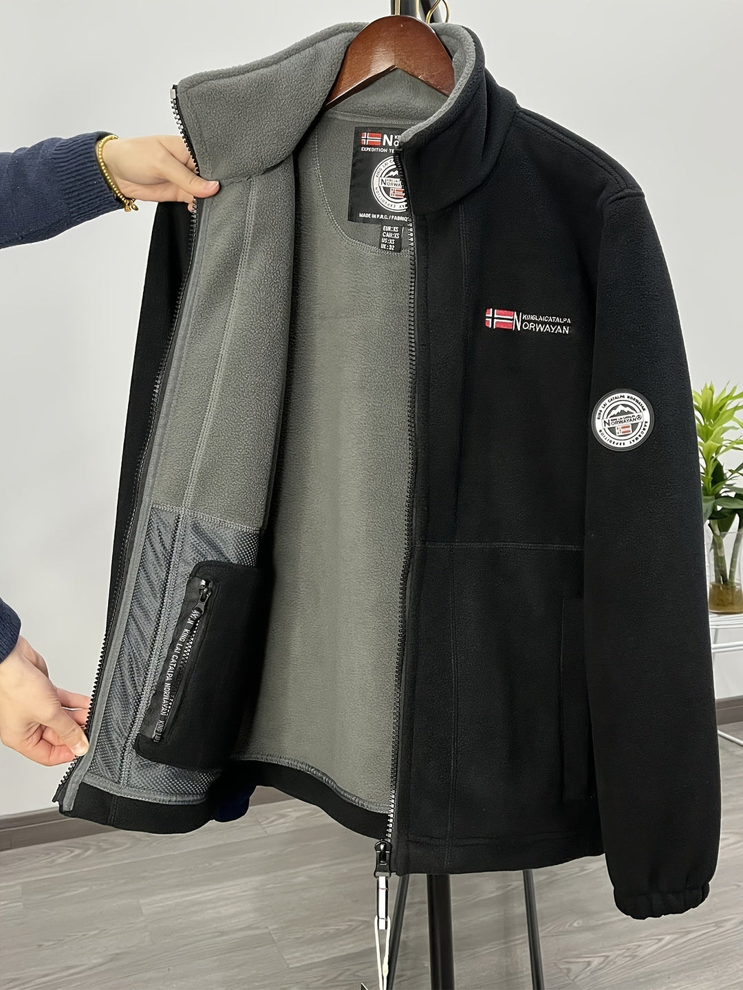 Łukasz | Polar Męski Outdoor z Zamkiem Full-Zip Kołnierz Stójka