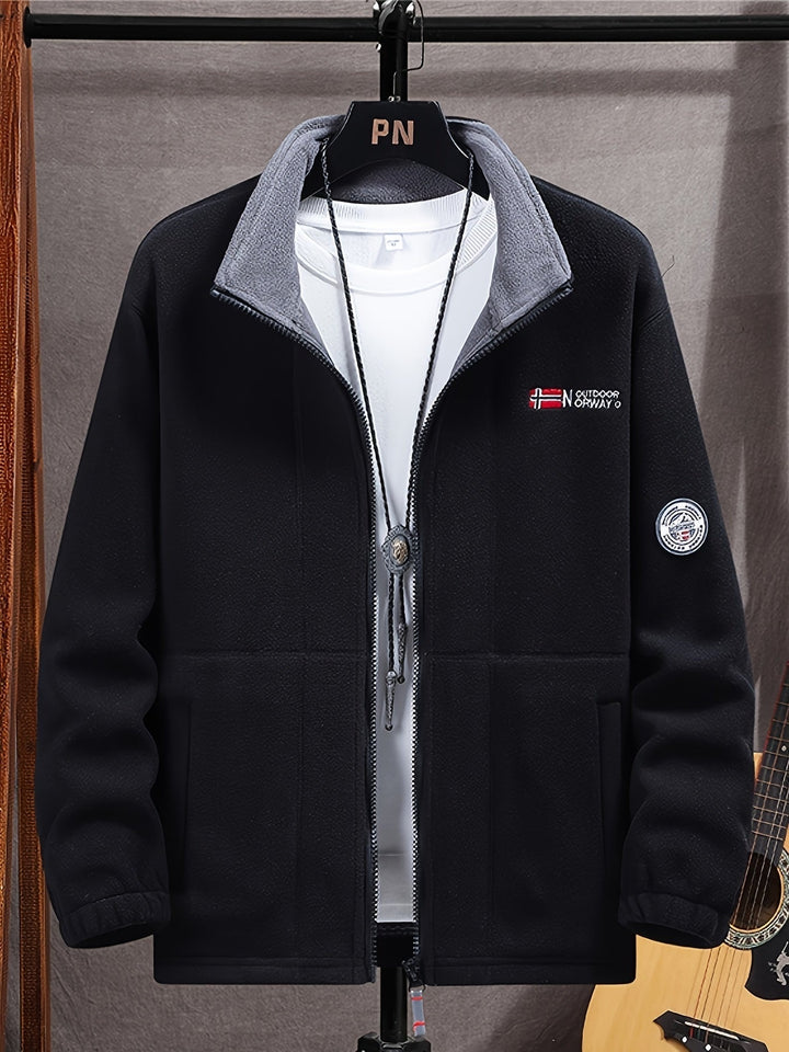 Łukasz | Polar Męski Outdoor z Zamkiem Full-Zip Kołnierz Stójka