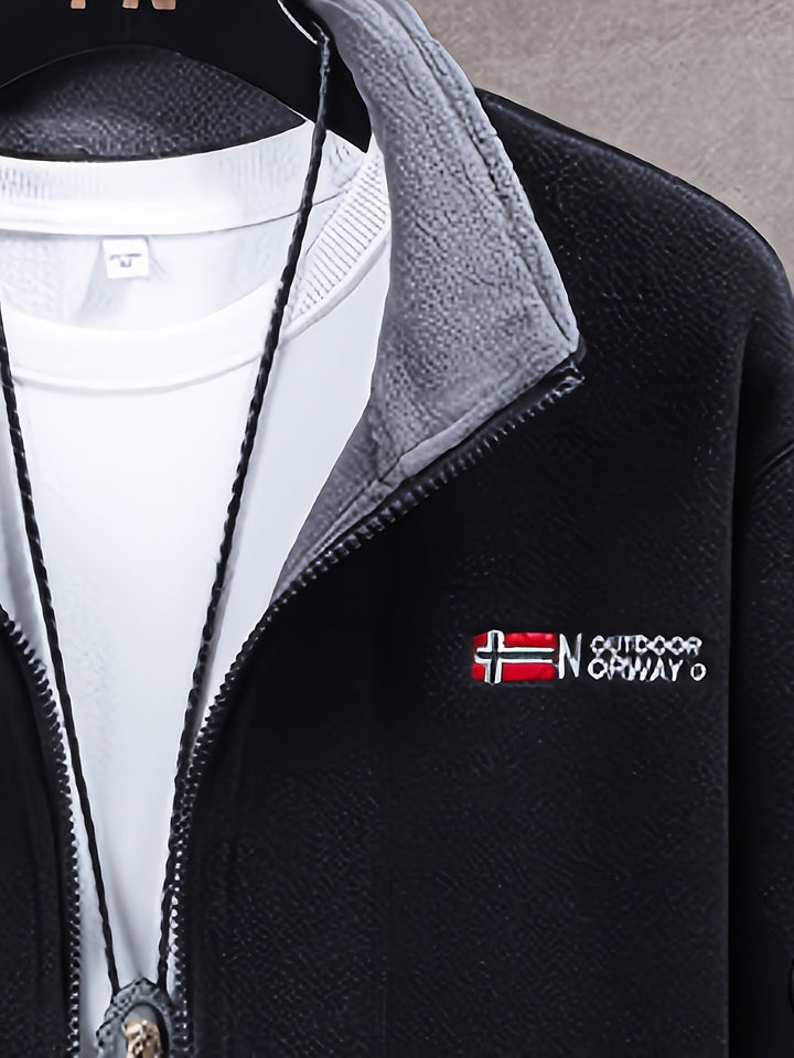 Łukasz | Polar Męski Outdoor z Zamkiem Full-Zip Kołnierz Stójka