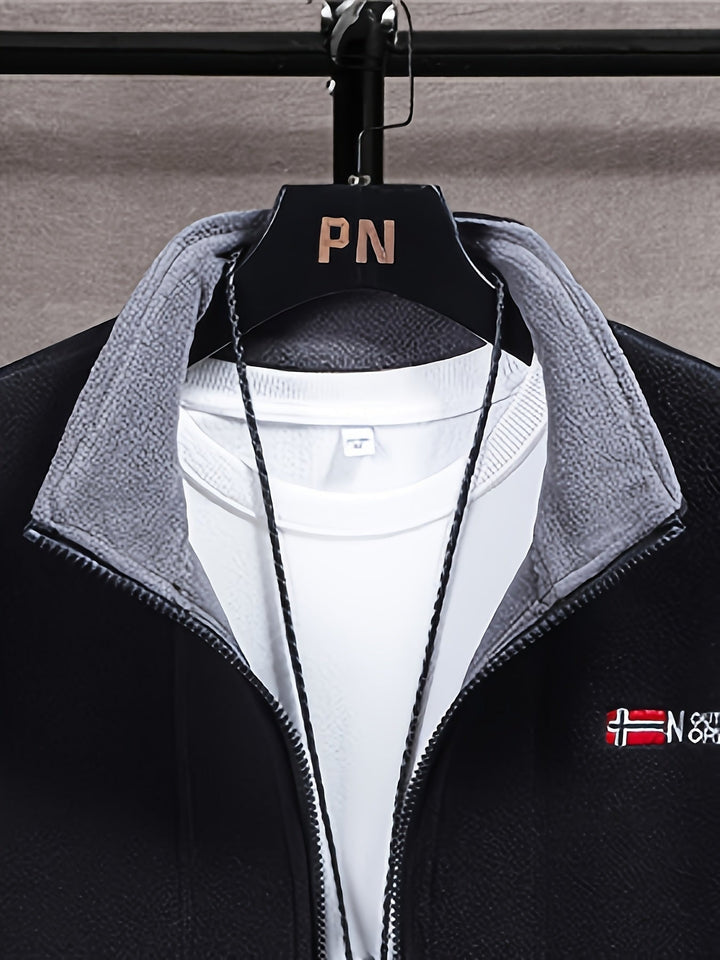 Łukasz | Polar Męski Outdoor z Zamkiem Full-Zip Kołnierz Stójka