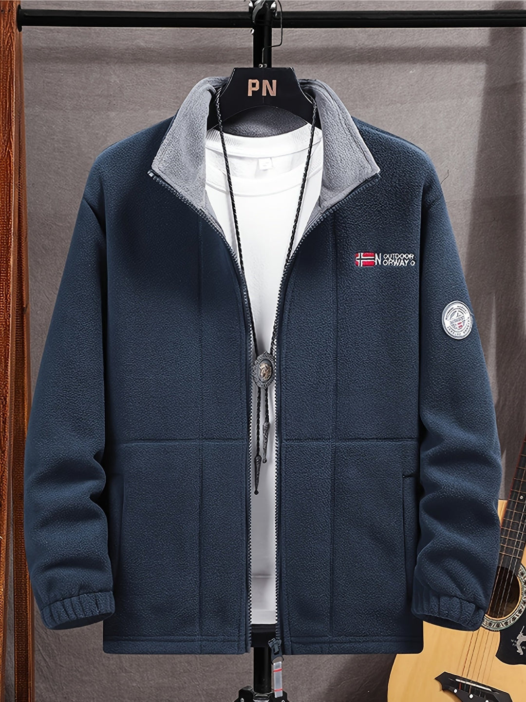 Łukasz | Polar Męski Outdoor z Zamkiem Full-Zip Kołnierz Stójka