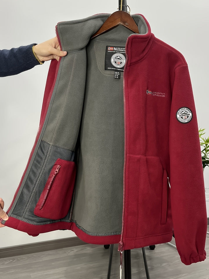 Łukasz | Polar Męski Outdoor z Zamkiem Full-Zip Kołnierz Stójka