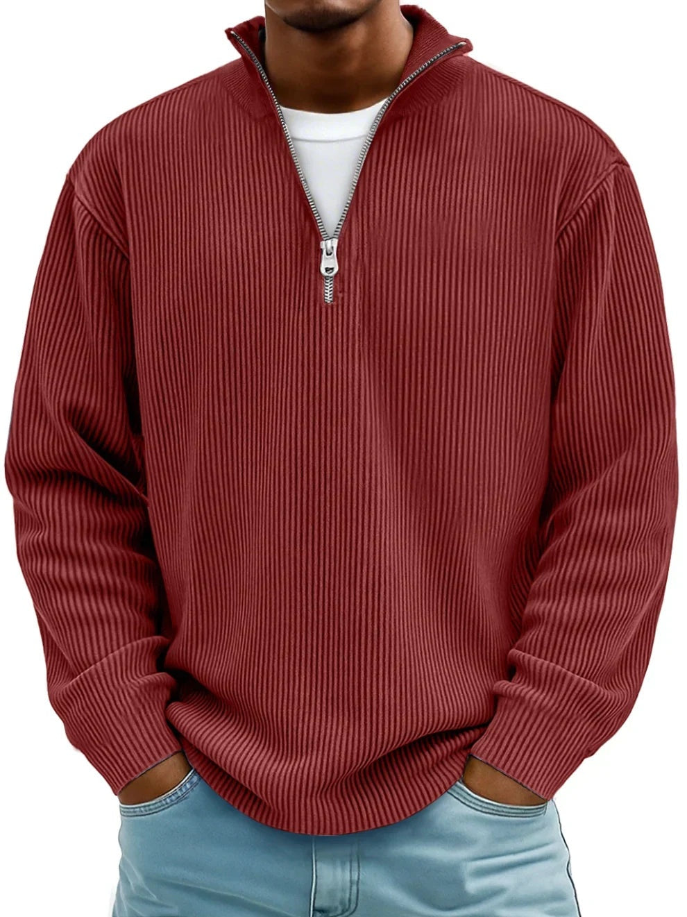 Łukasz | Quarter Zip Swetry Męski z Fakturą Strukturalną