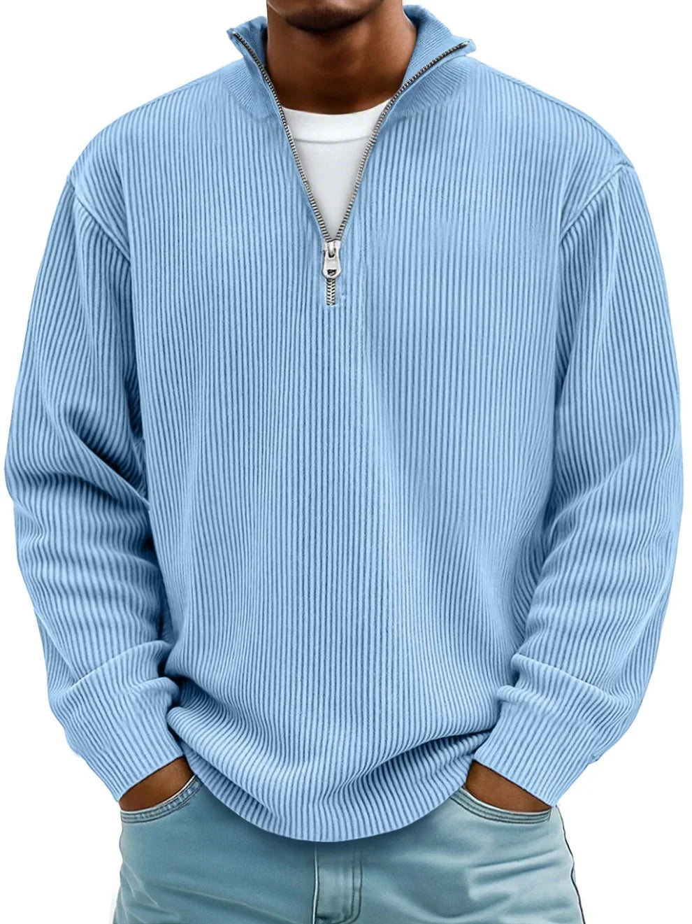 Łukasz | Quarter Zip Swetry Męski z Fakturą Strukturalną