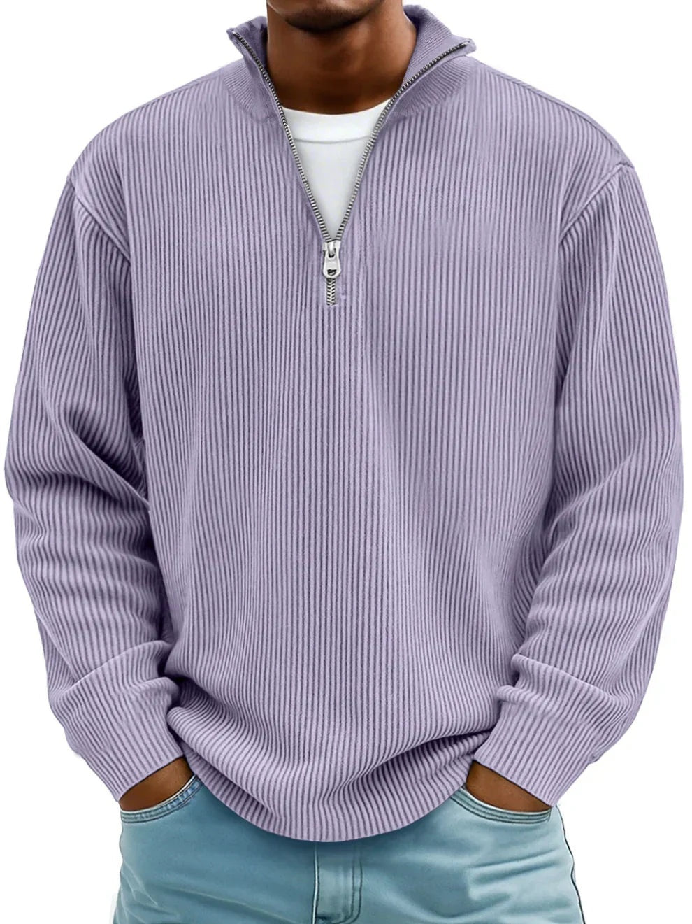 Łukasz | Quarter Zip Swetry Męski z Fakturą Strukturalną