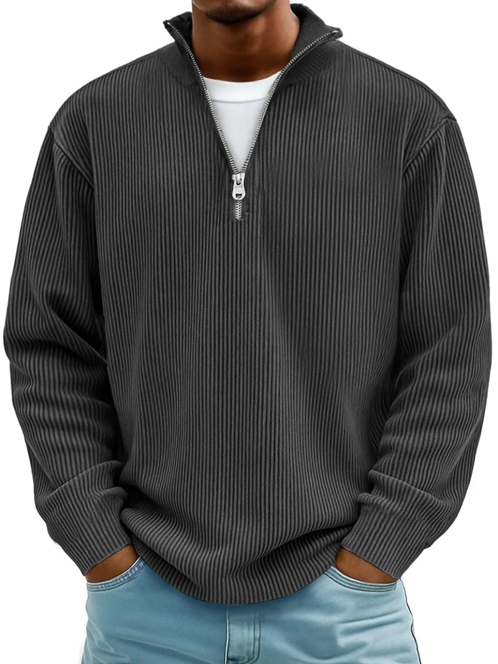Łukasz | Quarter Zip Swetry Męski z Fakturą Strukturalną