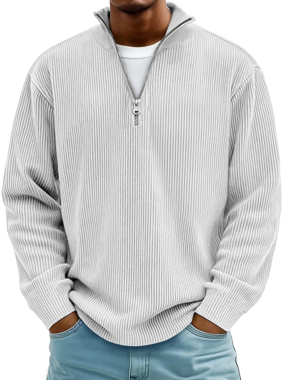 Łukasz | Quarter Zip Swetry Męski z Fakturą Strukturalną
