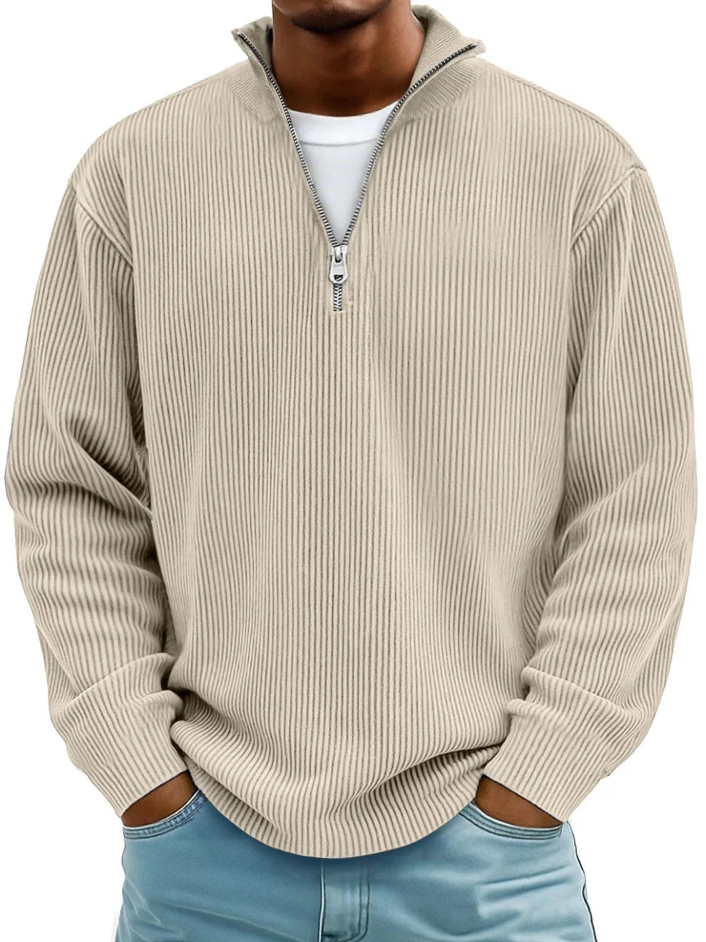 Łukasz | Quarter Zip Swetry Męski z Fakturą Strukturalną