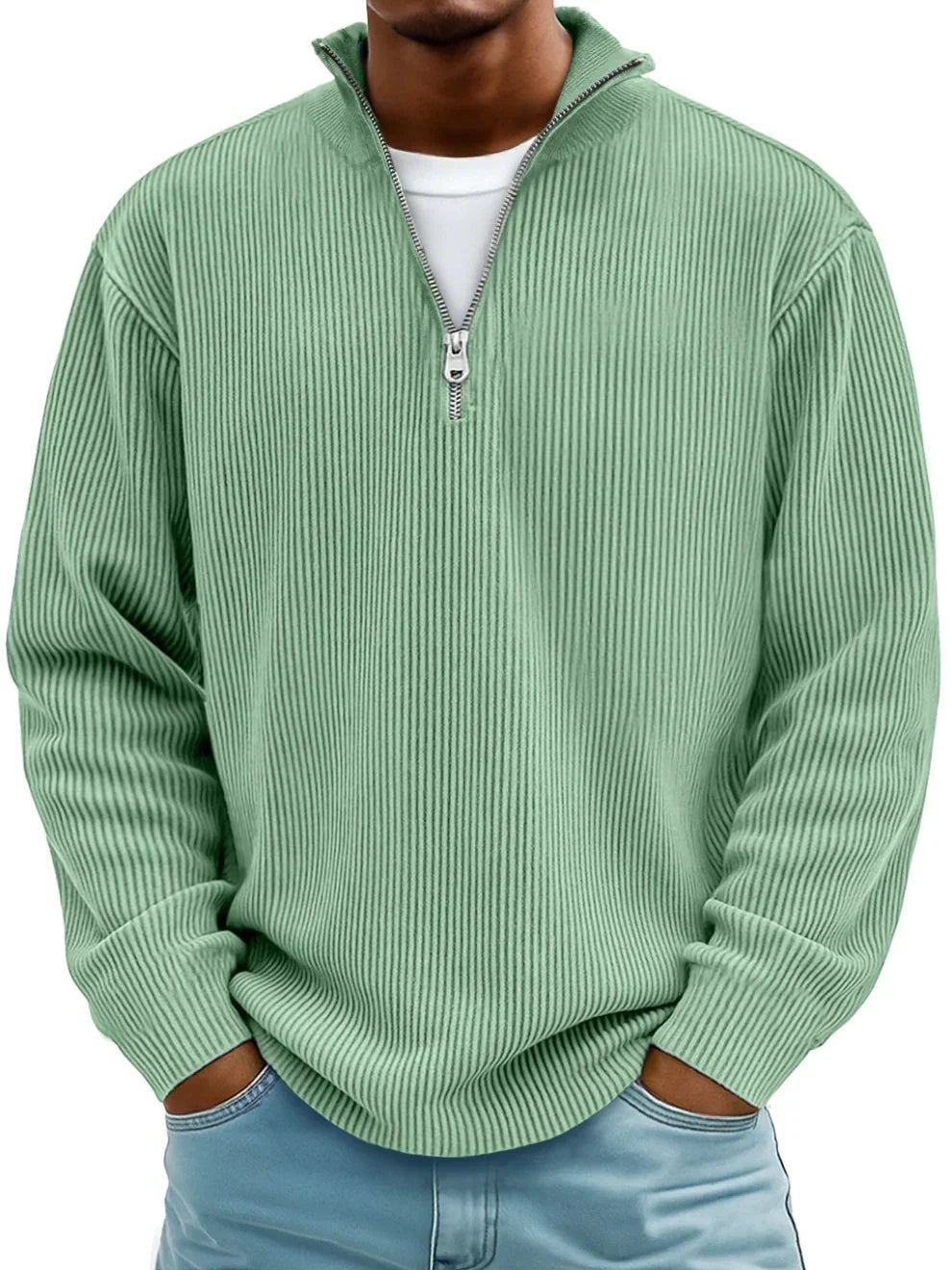 Łukasz | Quarter Zip Swetry Męski z Fakturą Strukturalną