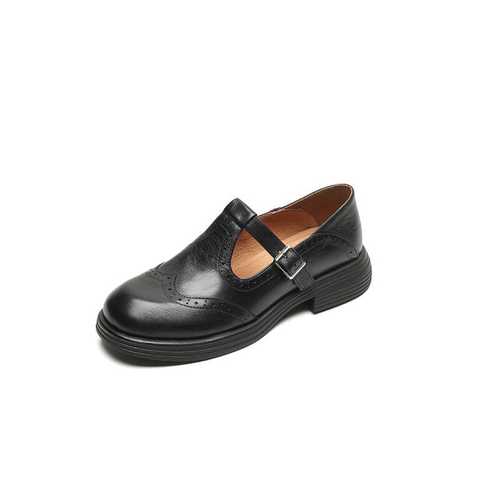 Weronika | Buty Oxford Skórzane Damskie Brogi Klamra