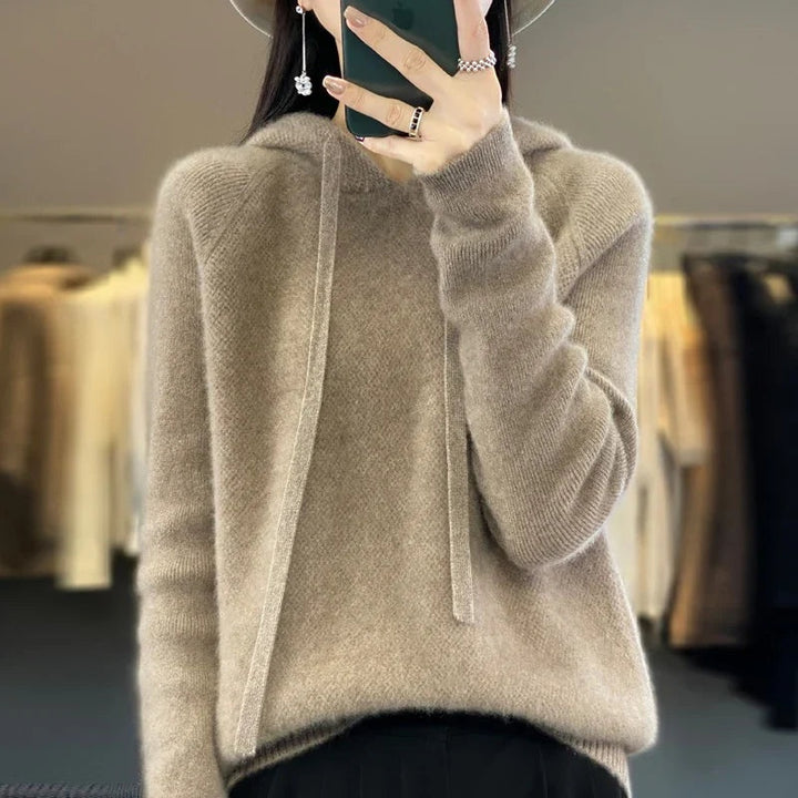 Weronika | Sweter z Kapturem z Wełny Merino Damski Oversize