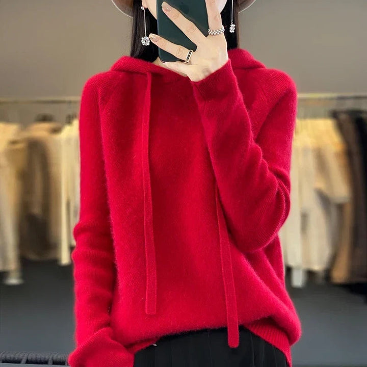 Weronika | Sweter z Kapturem z Wełny Merino Damski Oversize