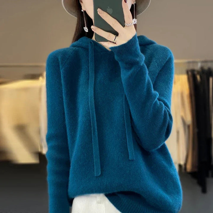 Weronika | Sweter z Kapturem z Wełny Merino Damski Oversize