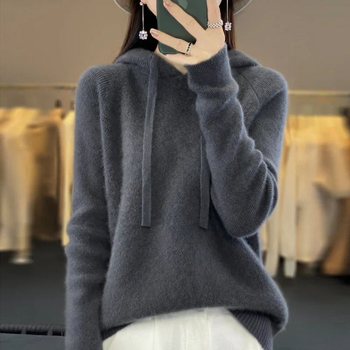 Weronika | Sweter z Kapturem z Wełny Merino Damski Oversize