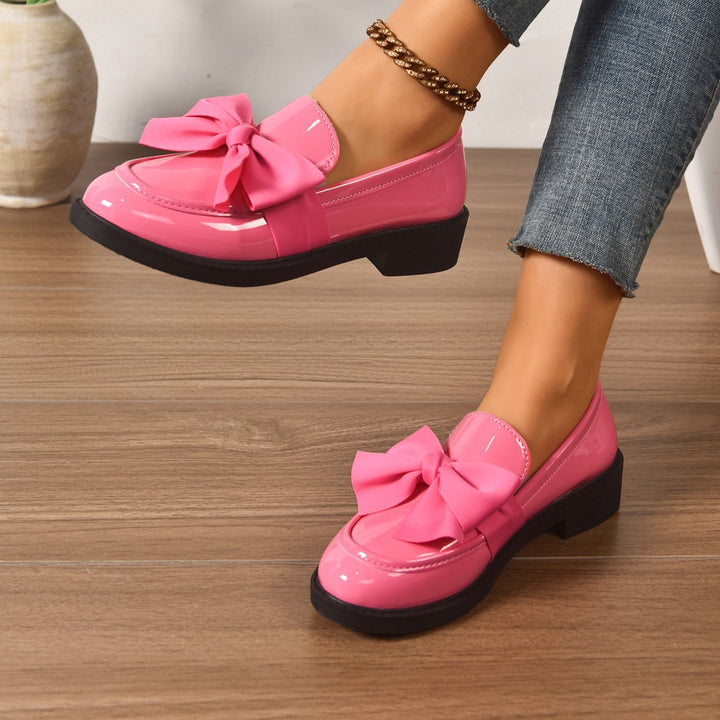Wiktoria | Buty Oxford ze Skóry Lakierowanej Damskie z Kokardką