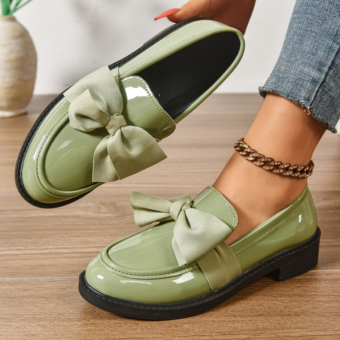 Wiktoria | Buty Oxford ze Skóry Lakierowanej Damskie z Kokardką