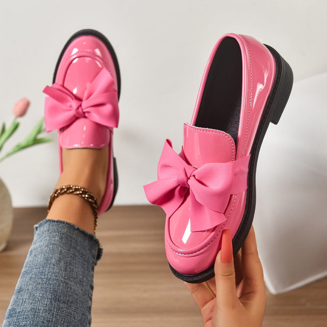 Wiktoria | Buty Oxford ze Skóry Lakierowanej Damskie z Kokardką