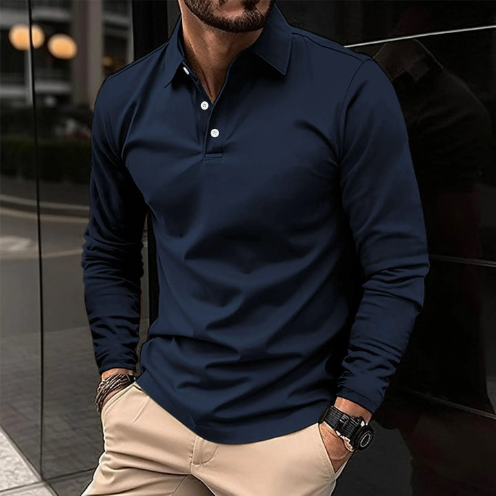 Wojtek | Koszulka Polo z Długim Rękawem Męski Slim Fit