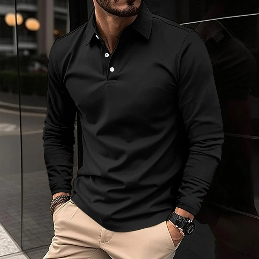 Wojtek | Koszulka Polo z Długim Rękawem Męski Slim Fit