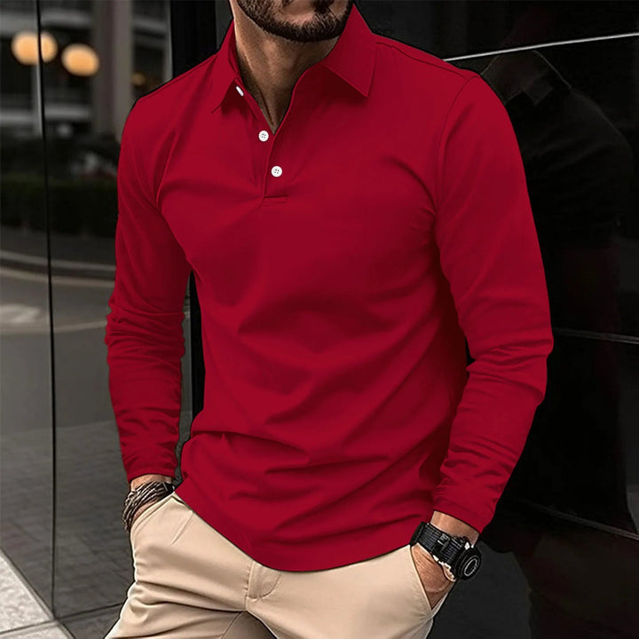 Wojtek | Koszulka Polo z Długim Rękawem Męski Slim Fit