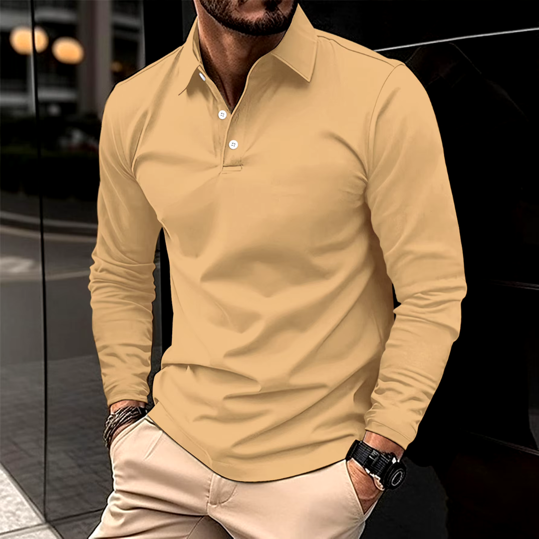Wojtek | Koszulka Polo z Długim Rękawem Męski Slim Fit