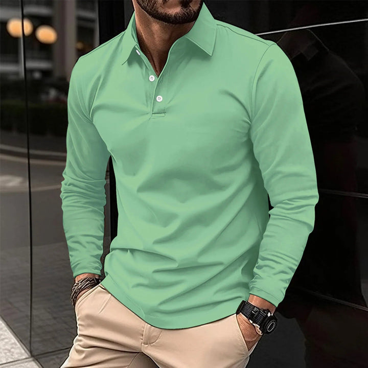 Wojtek | Koszulka Polo z Długim Rękawem Męski Slim Fit
