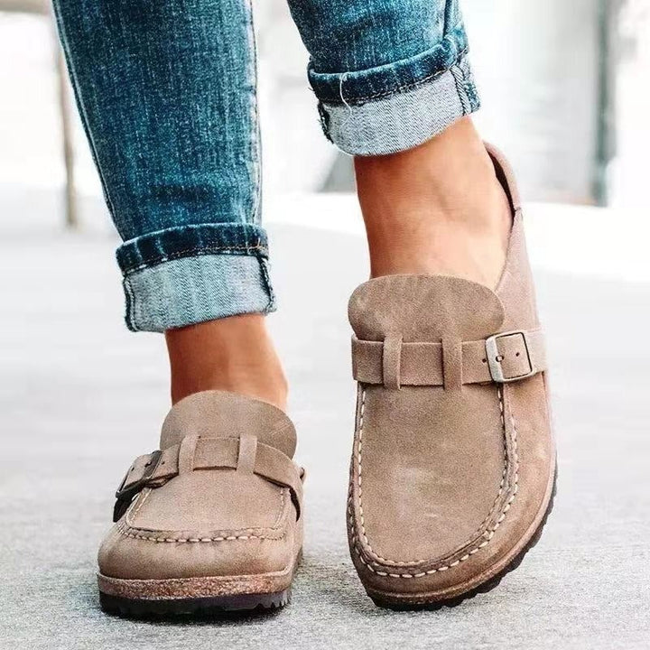 Żaneta | Buty Zamszowe Damskie Na Jesień Klamra Slip-On