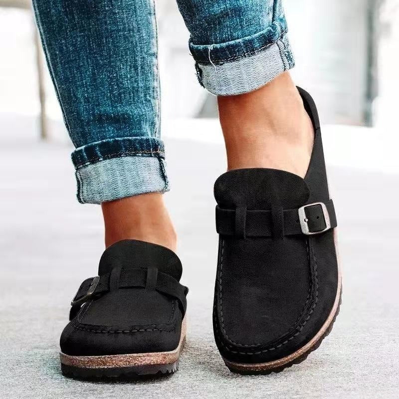 Żaneta | Buty Zamszowe Damskie Na Jesień Klamra Slip-On