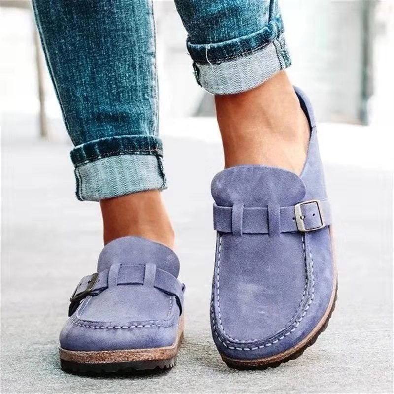 Żaneta | Buty Zamszowe Damskie Na Jesień Klamra Slip-On