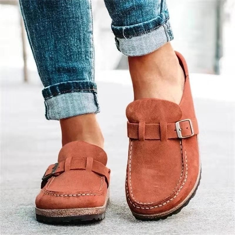 Żaneta | Buty Zamszowe Damskie Na Jesień Klamra Slip-On