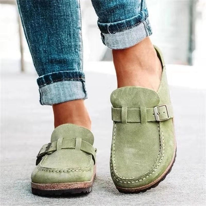 Żaneta | Buty Zamszowe Damskie Na Jesień Klamra Slip-On