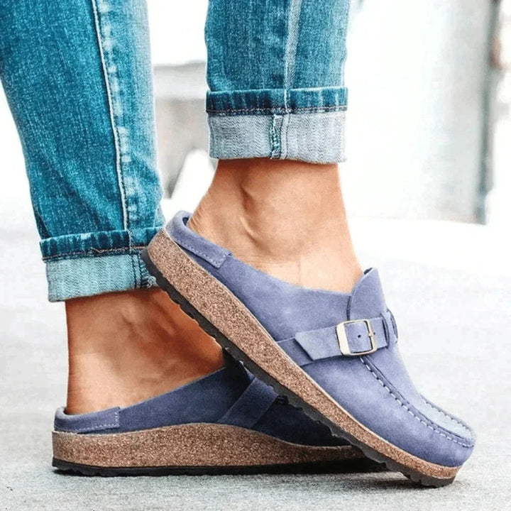 Żaneta | Buty Zamszowe Damskie Na Jesień Klamra Slip-On