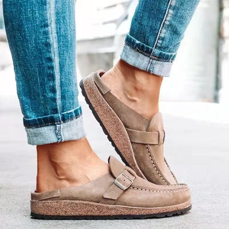 Żaneta | Buty Zamszowe Damskie Na Jesień Klamra Slip-On