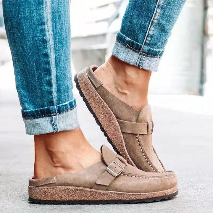 Żaneta | Buty Zamszowe Damskie Na Jesień Klamra Slip-On