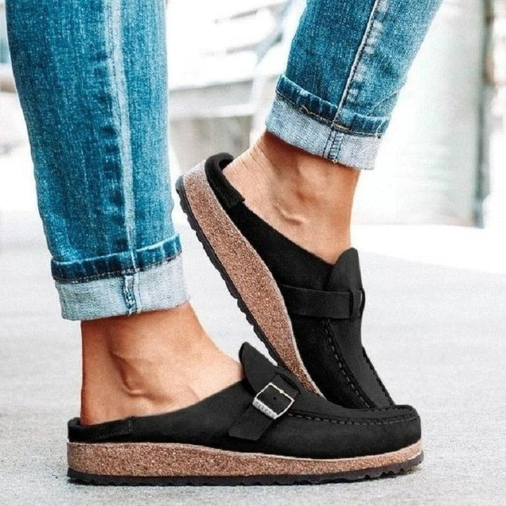 Żaneta | Buty Zamszowe Damskie Na Jesień Klamra Slip-On