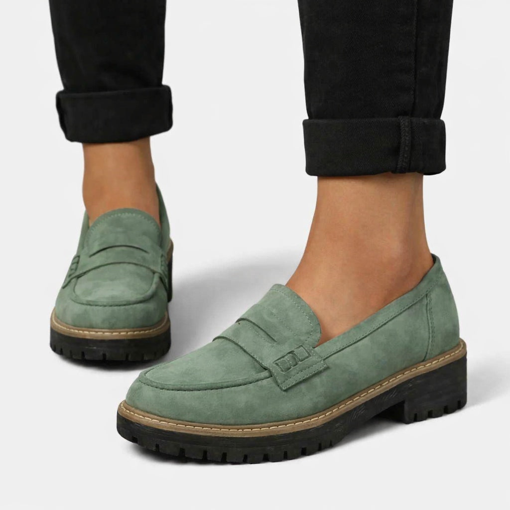 Zofia | Buty Zamszowe Damskie na Jesień Wsuwane Gruby Spód