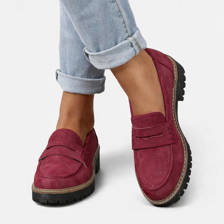 Zofia | Buty Zamszowe Damskie na Jesień Wsuwane Gruby Spód