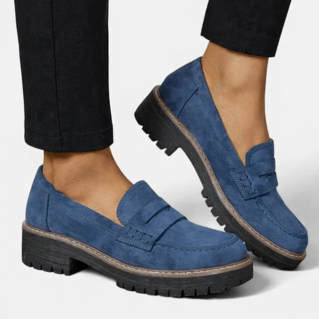 Zofia | Buty Zamszowe Damskie na Jesień Wsuwane Gruby Spód