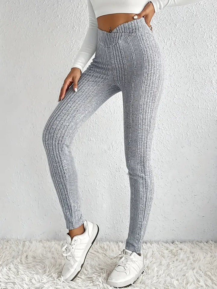 Zofia | Legginsy Damskie w Prążki Wysoki Stan